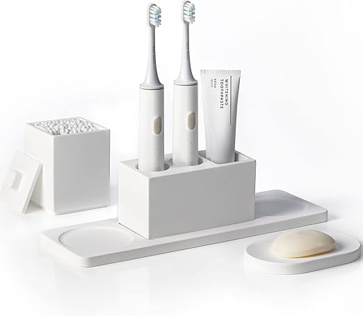 ™Elyron | סט אמבטיה דיאטומיט – מחזיק מברשות שיניים ותופס סבון